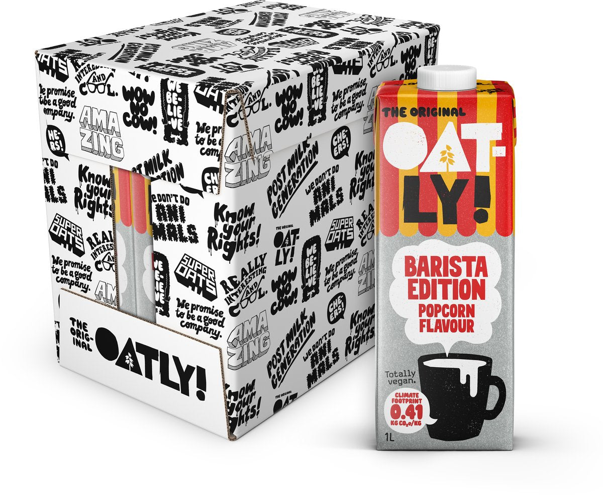 Ouah ! Oatly Oats Barista Edition Popcorn Saveur - 6 pièces - (6l) - Lait végétal longue conservation - Barista Popcorn - Value Pack