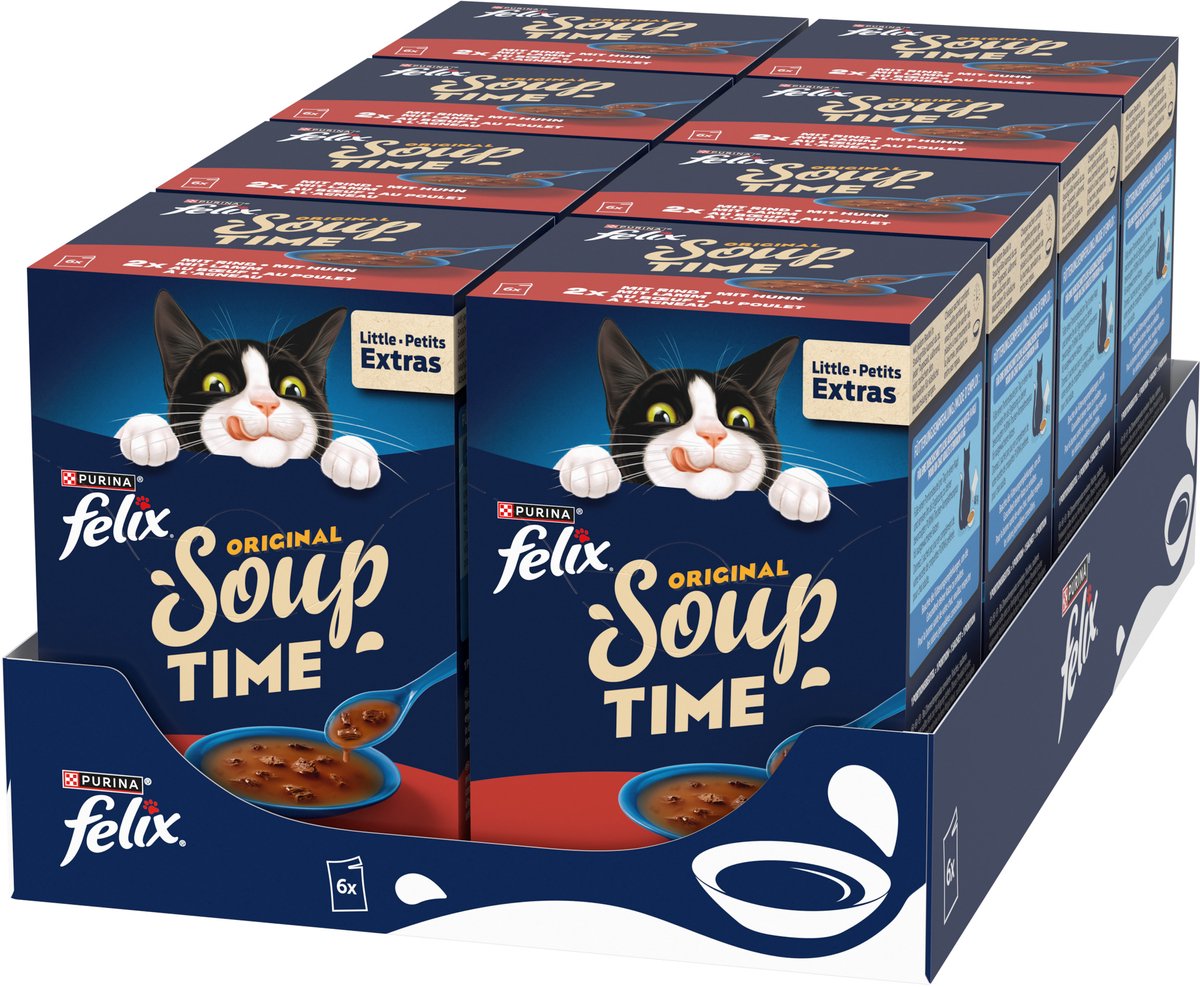 Felix Soup Meat Selection - Nourriture humide pour chat - Bœuf Poulet Agneau - 48 x 48 g