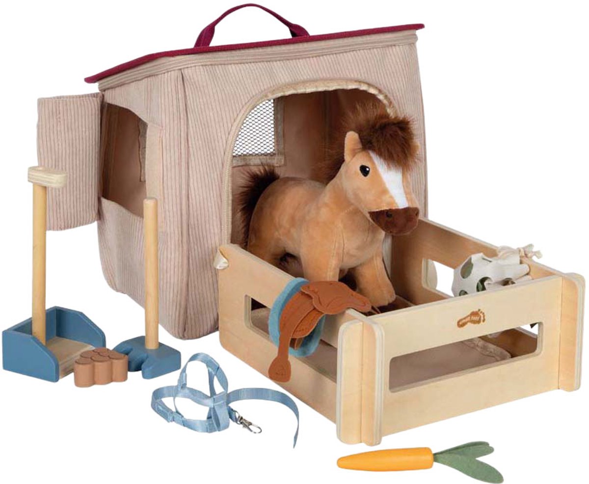 Small foot - set de jeu pour chevaux avec écurie et accessoires dans un sac