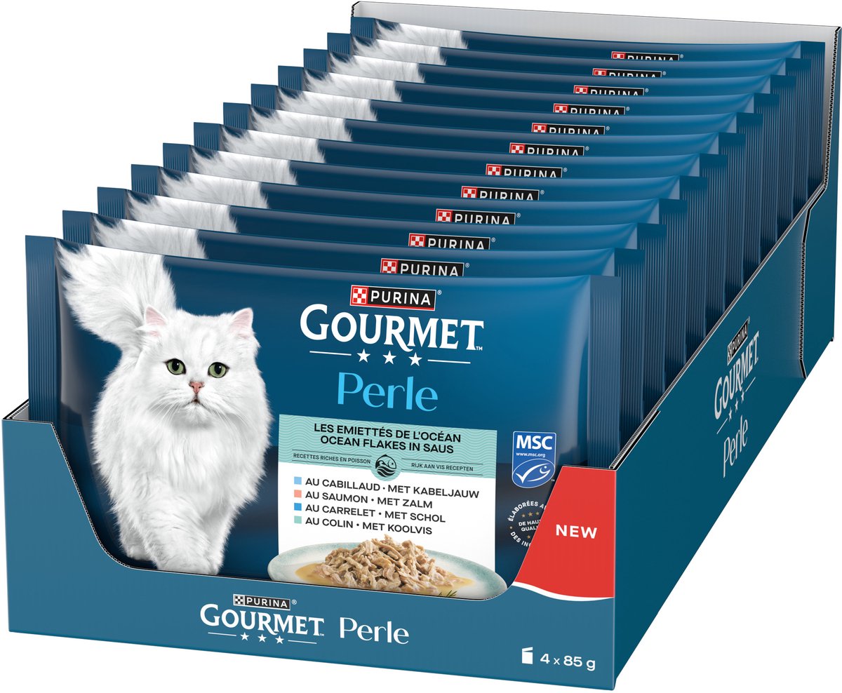 Gourmet perle msc flocons océan - chair de poisson - 48 x 85g