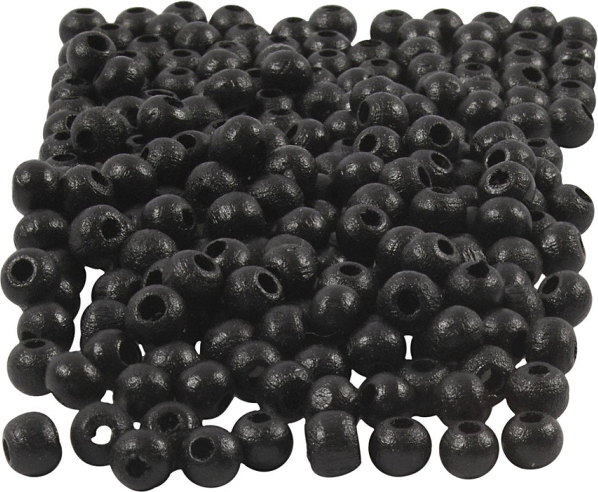 Creativ company cc perles en bois 5 mm noir 150 pièces