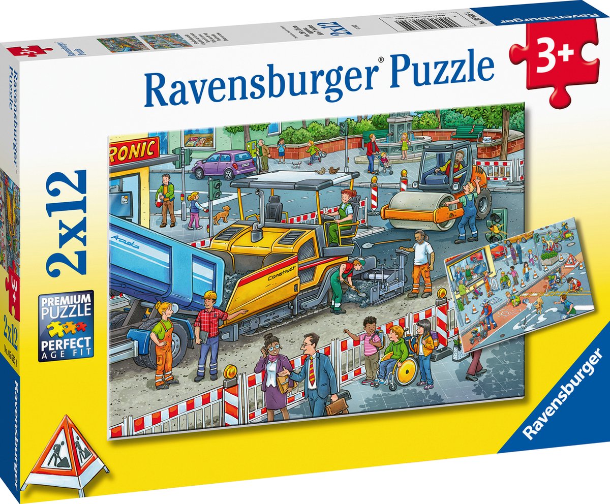 Puzzle Ravensburger Travail sur la route - deux puzzles - 12 pièces - puzzle pour enfants
