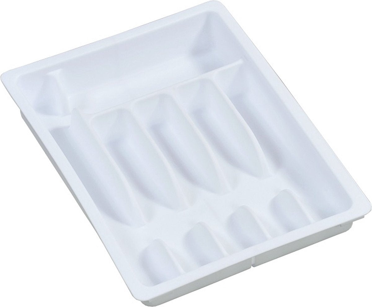 Range-couverts extensible en plastique Kesper | 6 compartiments -> extensible à 8 compartiments | ranger les couverts dans le tiroir | range-couverts réglable | 29-50 x 38 x 6,3 cm. | couleur: blanc