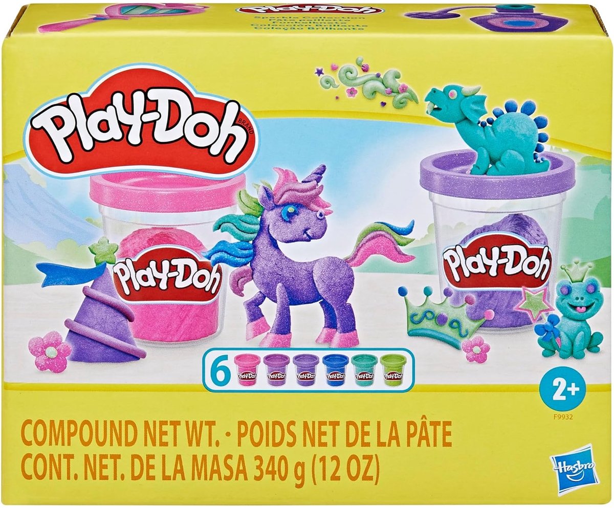 Collection de composés scintillants Play-doh - pâte à modeler avec paillettes - 6 pots