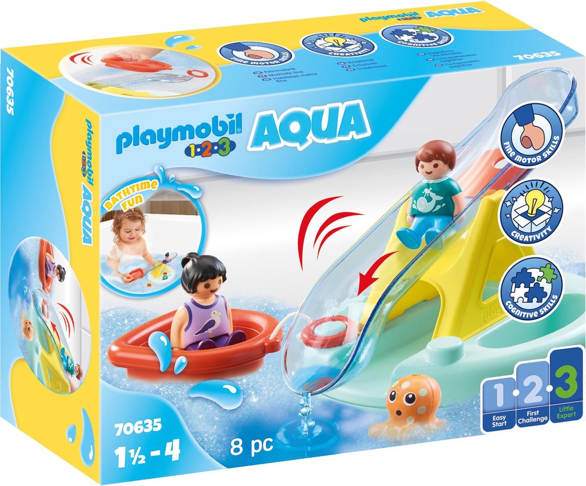 Playmobil Playmobil 1.2.3. Îlot de natation avec glissement d'eau 70635