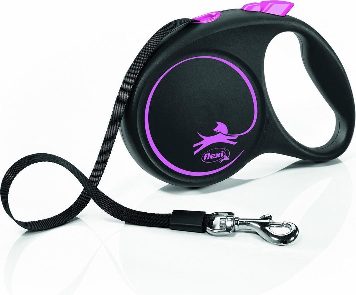 Ruban design noir ligne rétractable Flexi rose