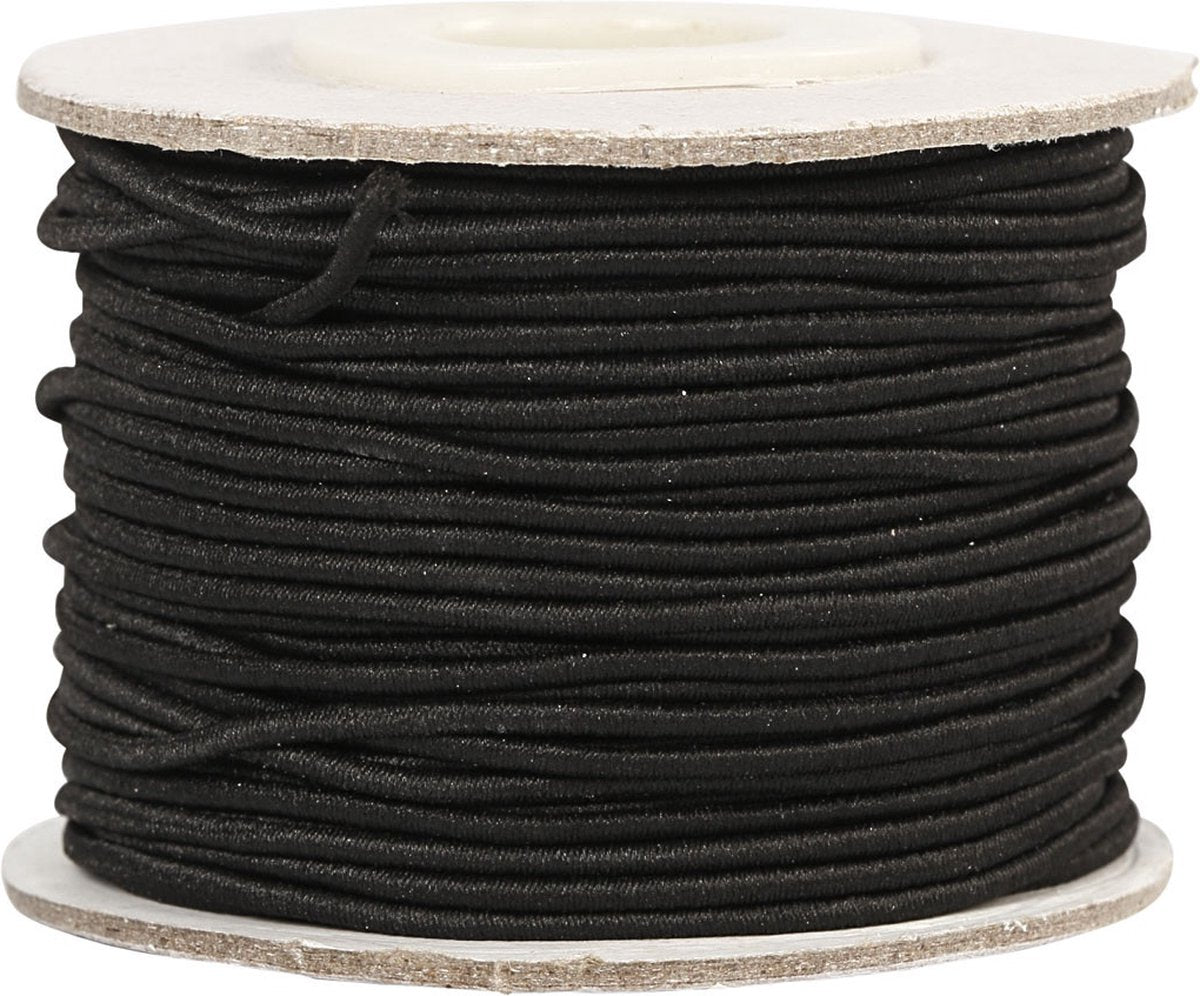 Épaisseur élastique 1 mm noir, 25m