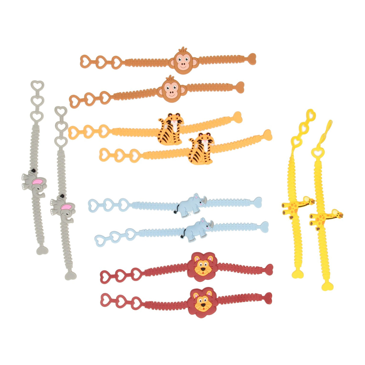 Bracelet Duckiez animaux sauvages, lot de 12 pcs.