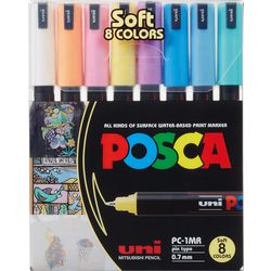 Marqueur Uni-posca posca, taille pc-1mr, épaisseur de trait 0,7 mm, extra-fin, couleurs variées, 8 div 1 boîte