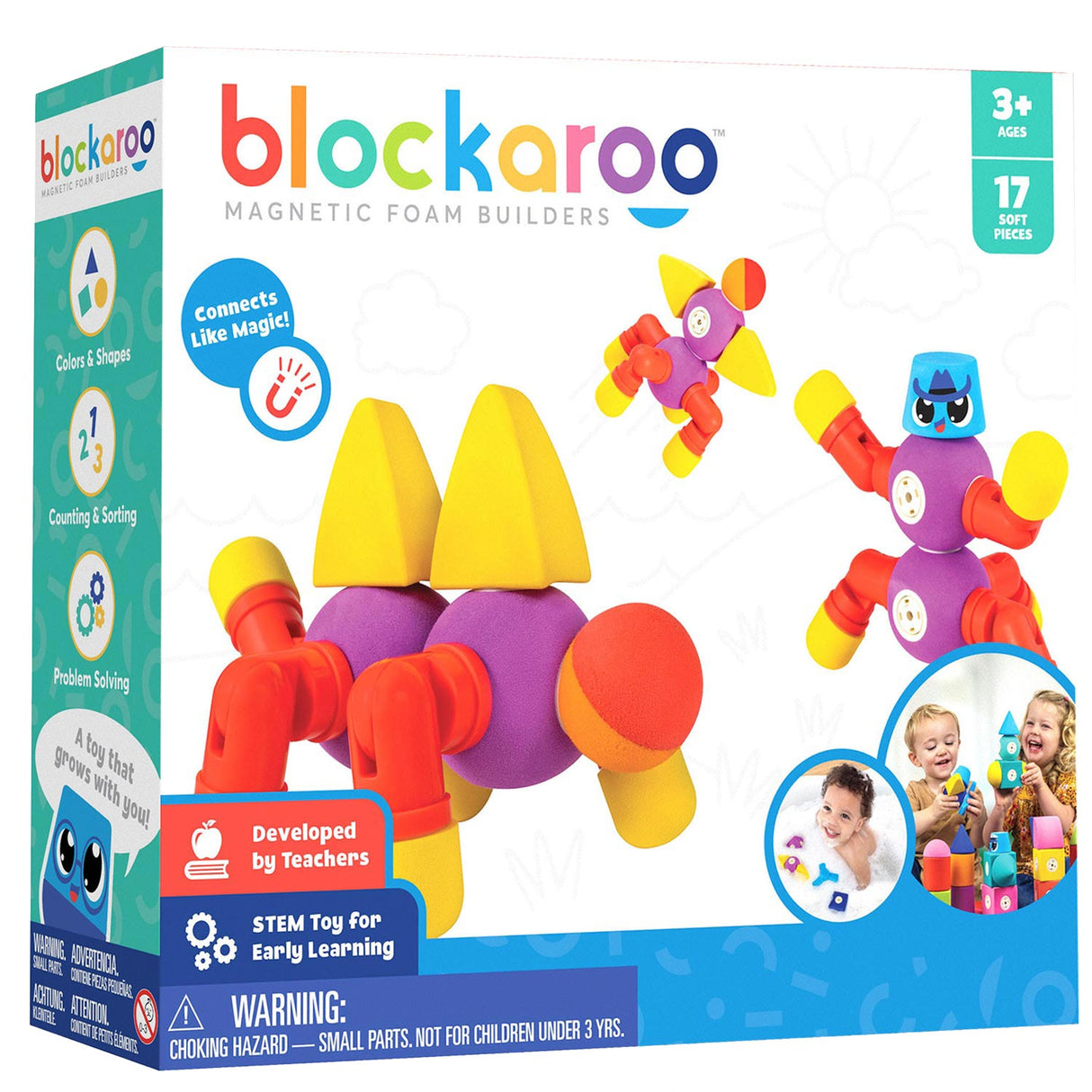 La mousse magnétique Blockaroo bloque les animaux, 17 pcs.