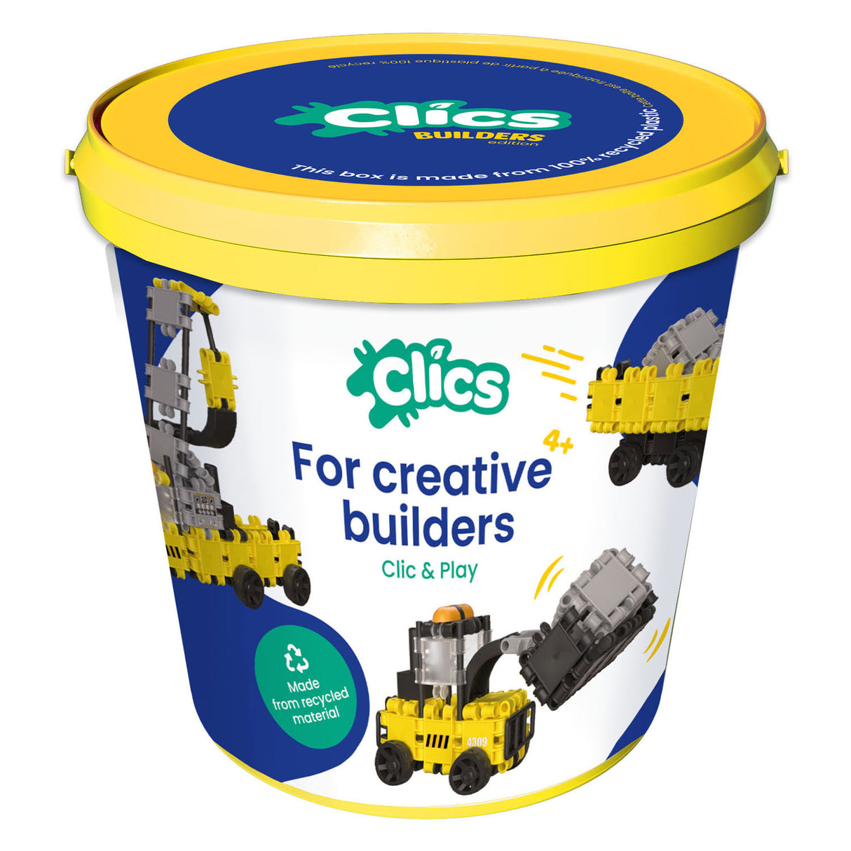 Clics builders blocs de construction 5 en 1 - jouets durables en plastique recyclé - jeu de construction 5 en 1 - jouets 4,5,6,7,8 ans garçons et filles - jouets éducatifs - jouets montessori - jouets de construction