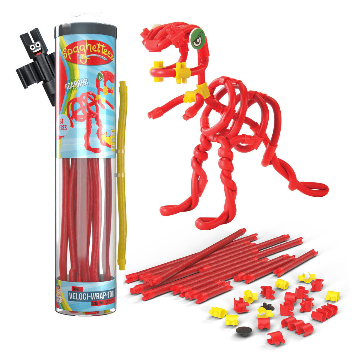 Tiges de construction flexibles Clics Spaghettiez Velociraptor, 34 pcs.