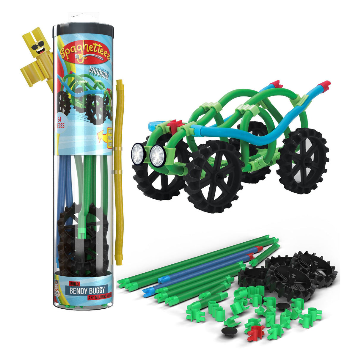 Tiges de construction flexibles Clics Spaghettiez Bendy Buggy, 34 pcs.