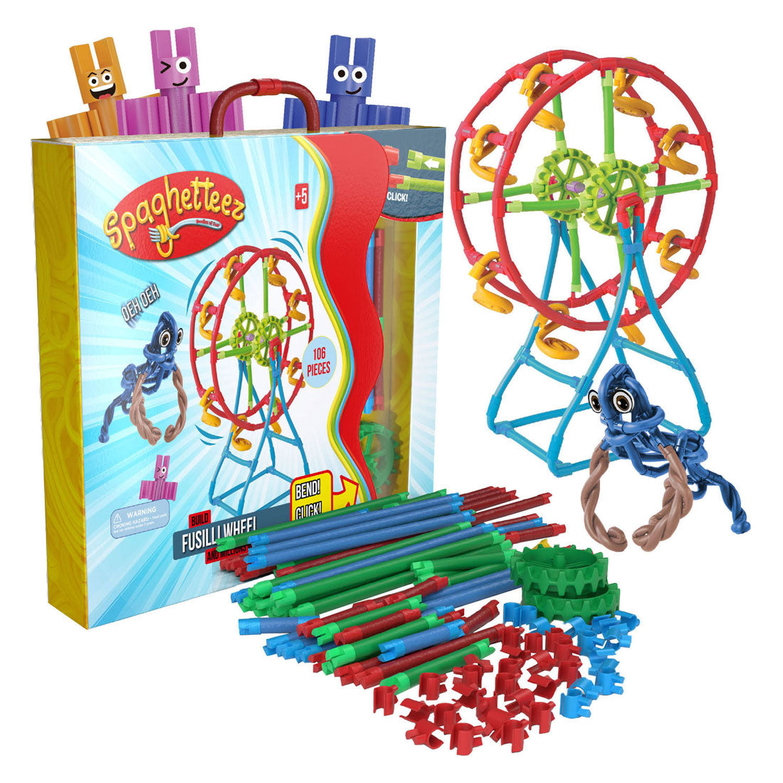 Tiges de construction flexibles grande roue Clics spaghettiez fusilli, 46 pcs.