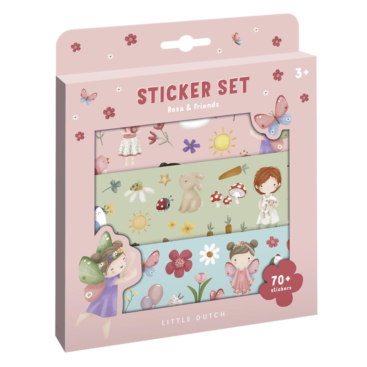 Boîte d'autocollants Little Dutch Rosa Friends, 3 feuilles