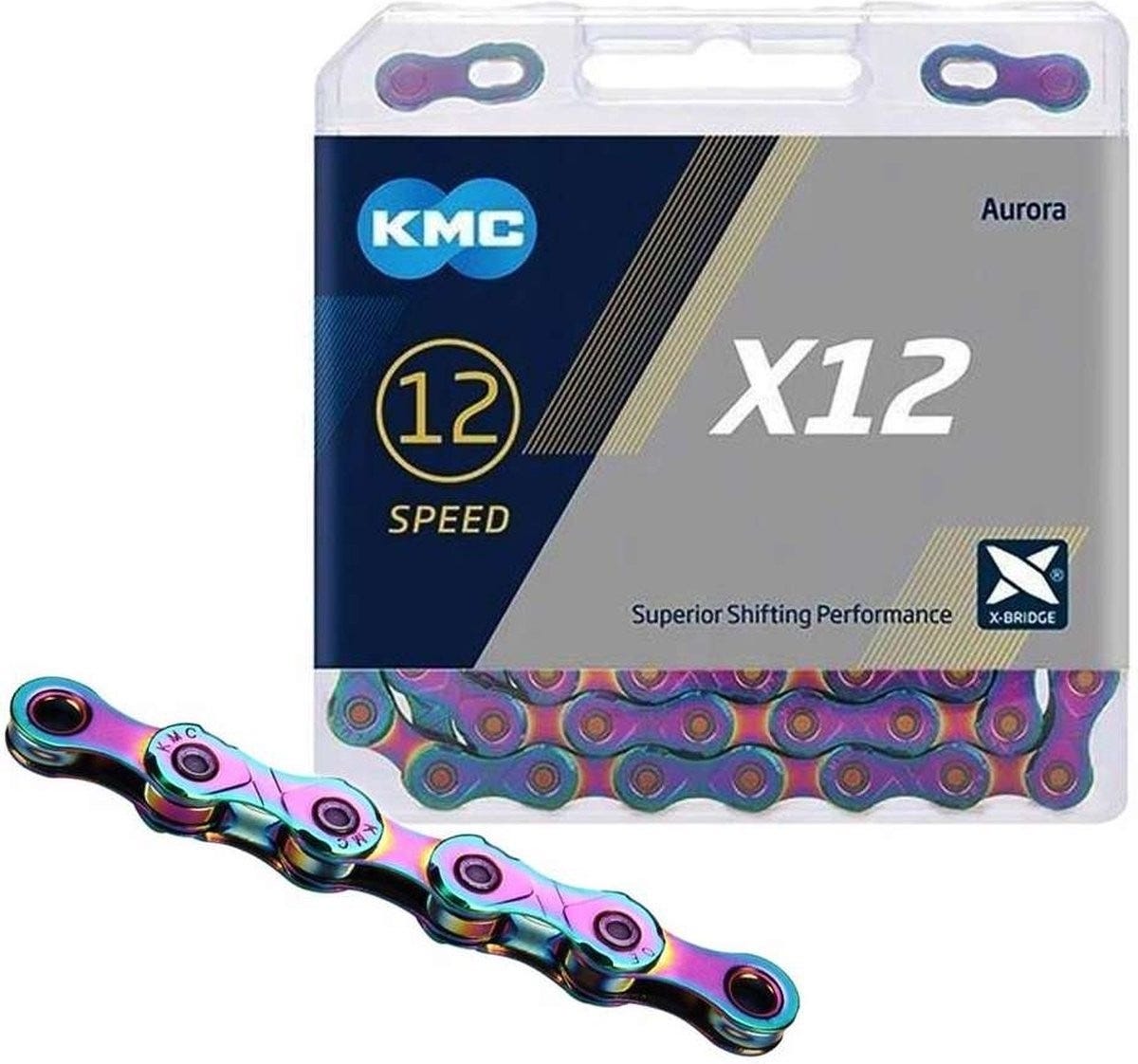 KMC X12 Aurora Blue 126 Schakels - Chaîne de vélo avec double x-bridge - 12-vitesse