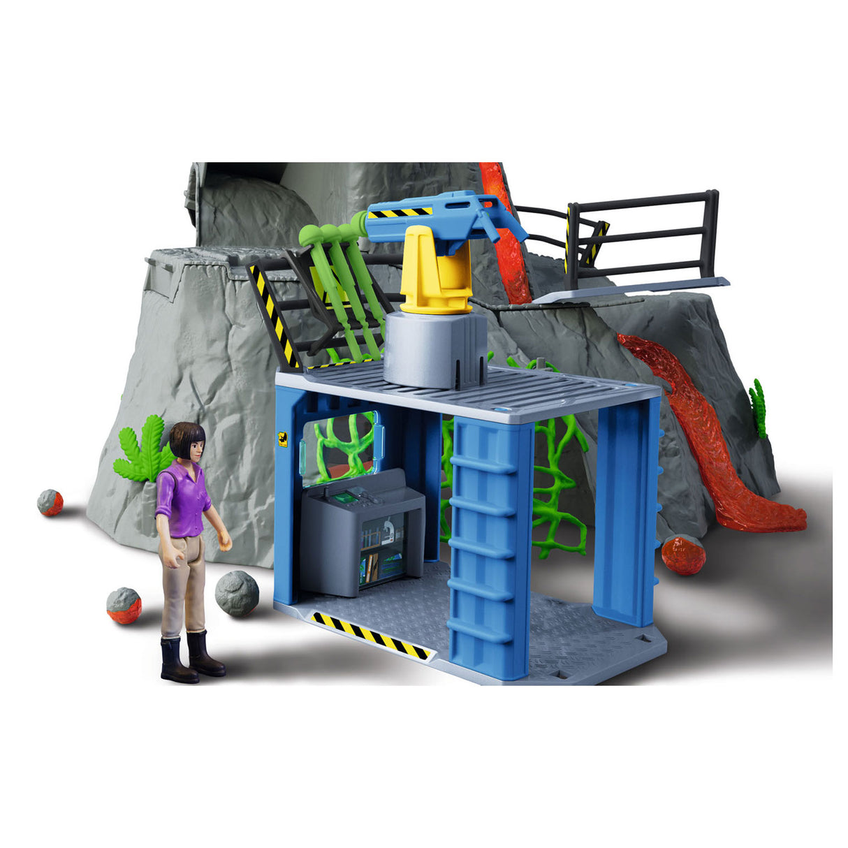 Dinosaure Schleich - la grande expédition volcanique - jouets dinosaures - jouets pour enfants - jouets dinosaures - t-rex, ankylosaure et volcan en éruption - 36 pièces
