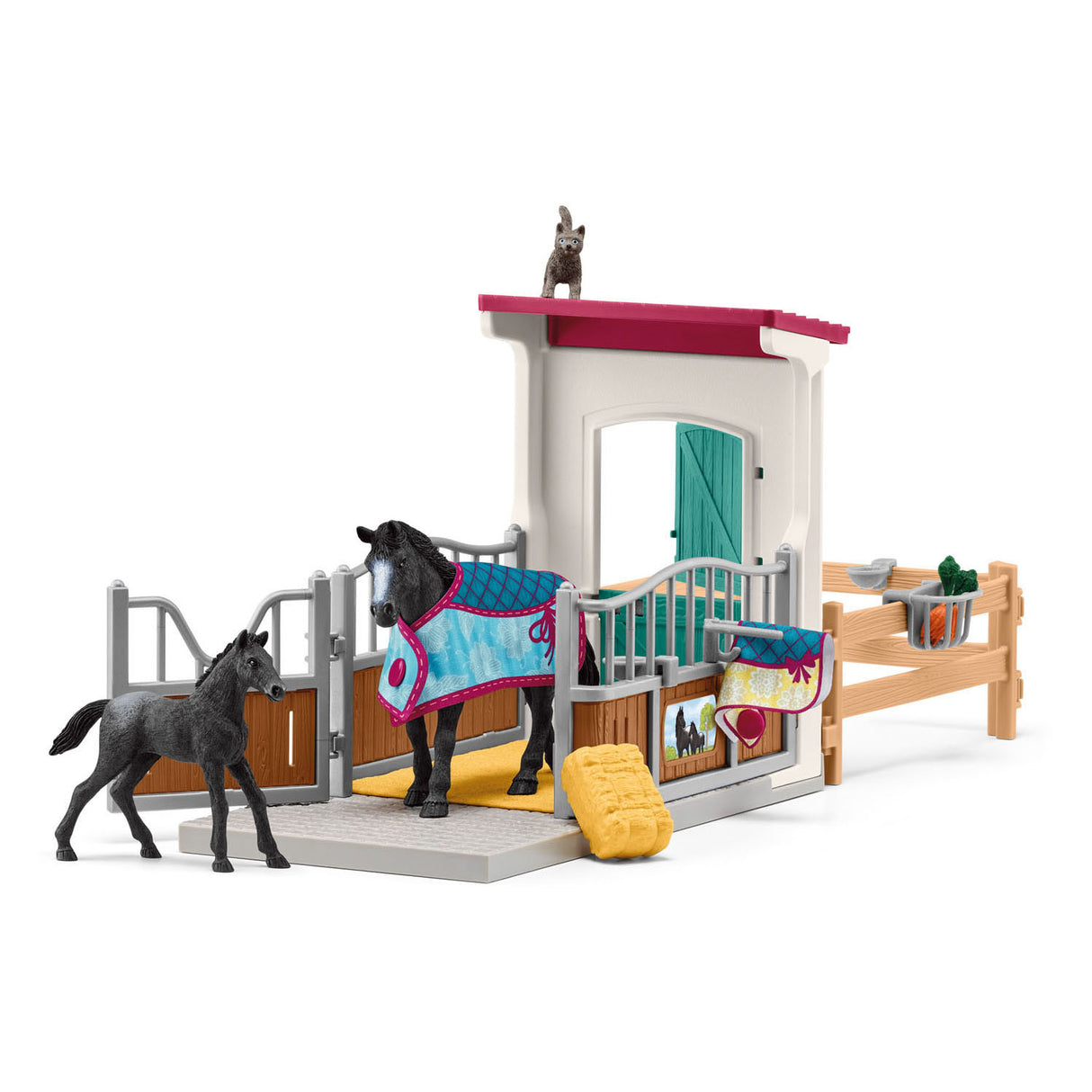 Schleich horse club box à chevaux avec jument et poulain - 42611