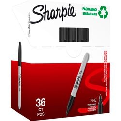 Marqueurs permanents Sharpie - pointe fine - encre noire - 36 pièces