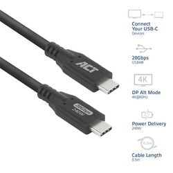 Câble USB-C act USB-C mâle USB-C mâle 0,5 m noir
