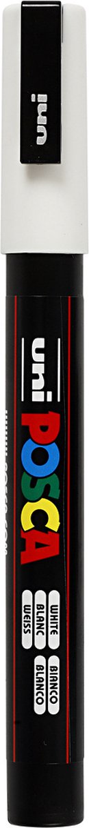 Marqueur Uni-posca posca, taille pc-3m, largeur de trait 0,9-1,3 mm, fin, blanc, 1 pièce
