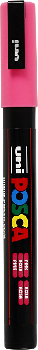 Marqueur Uni-posca posca, taille pc-3m, largeur de trait 0,9-1,3 mm, fin, rose, 1 pièce