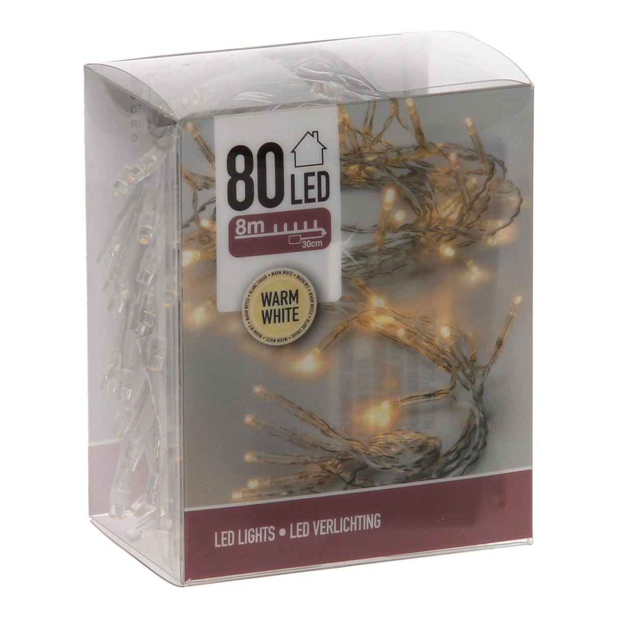 Éclairage LED blanc chaud, 80 lumières