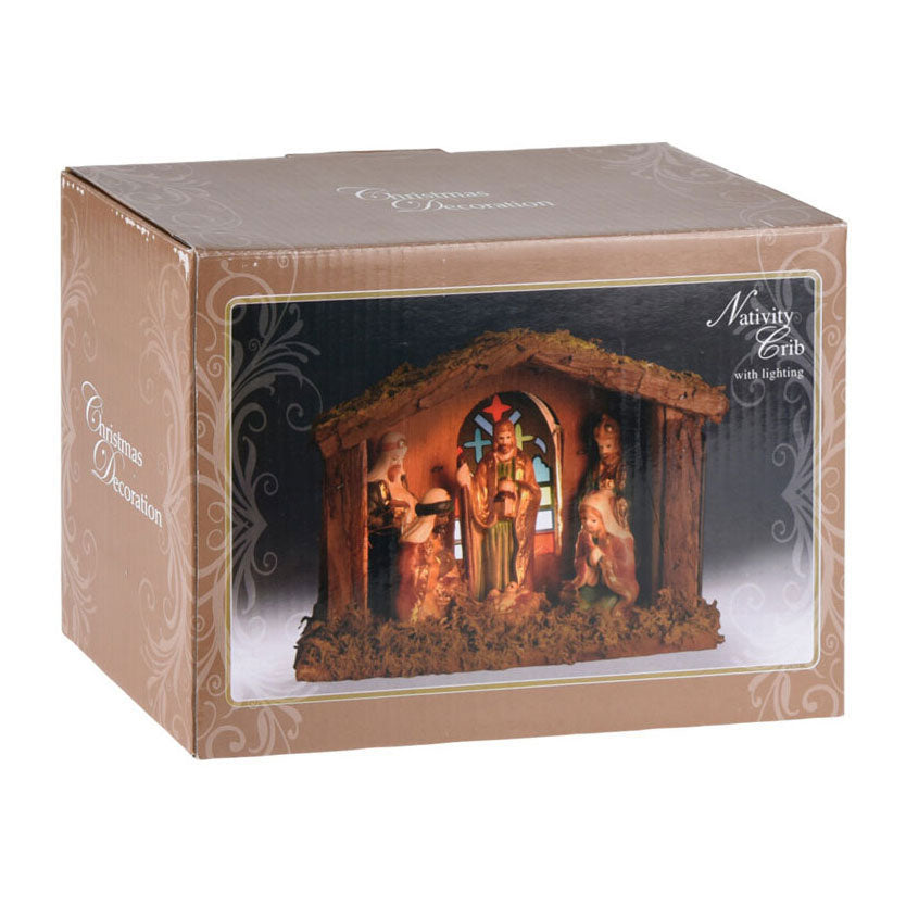 Crèche de Noël avec 6 personnages et lumière