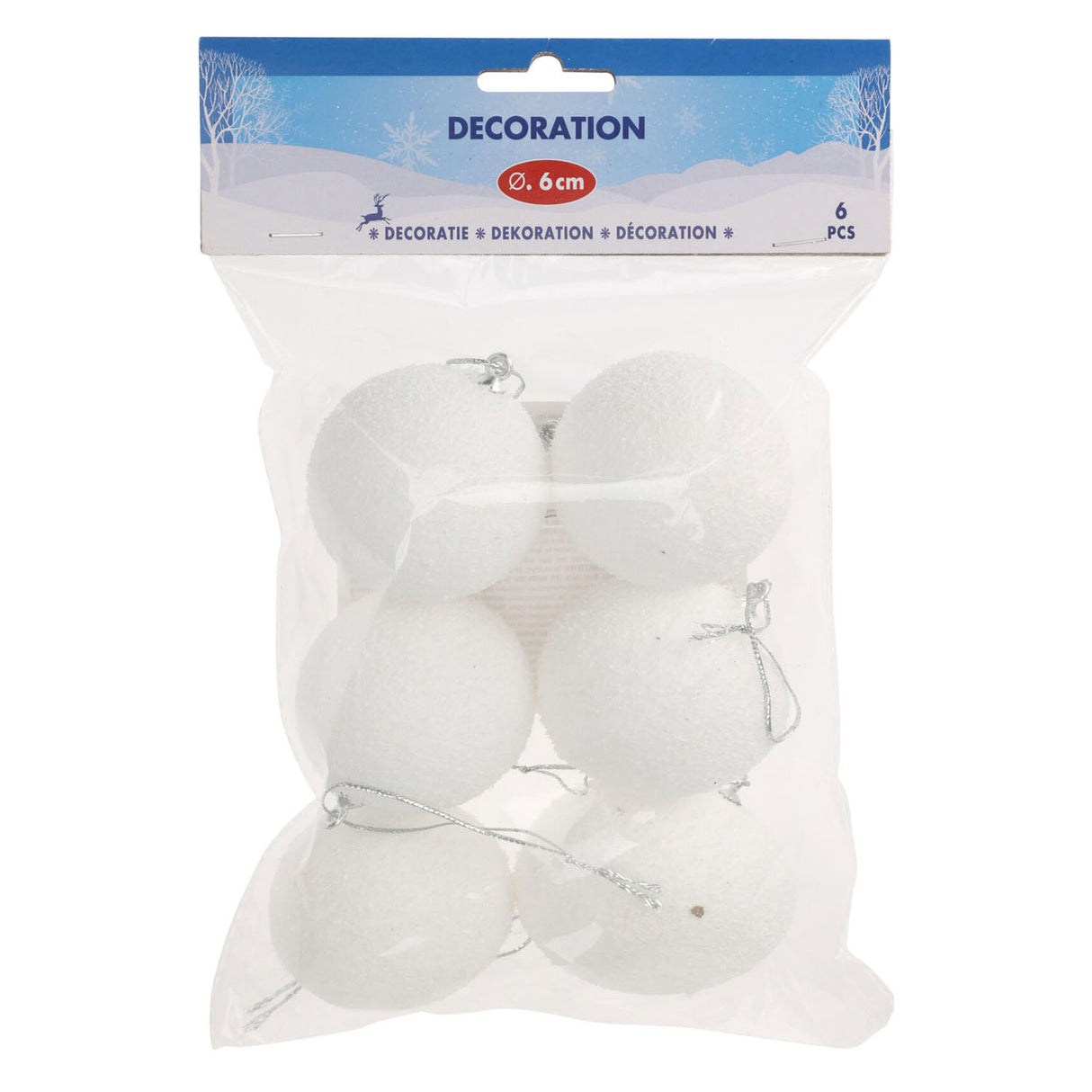 Boules de neige décoratives 6cm, 6pcs.