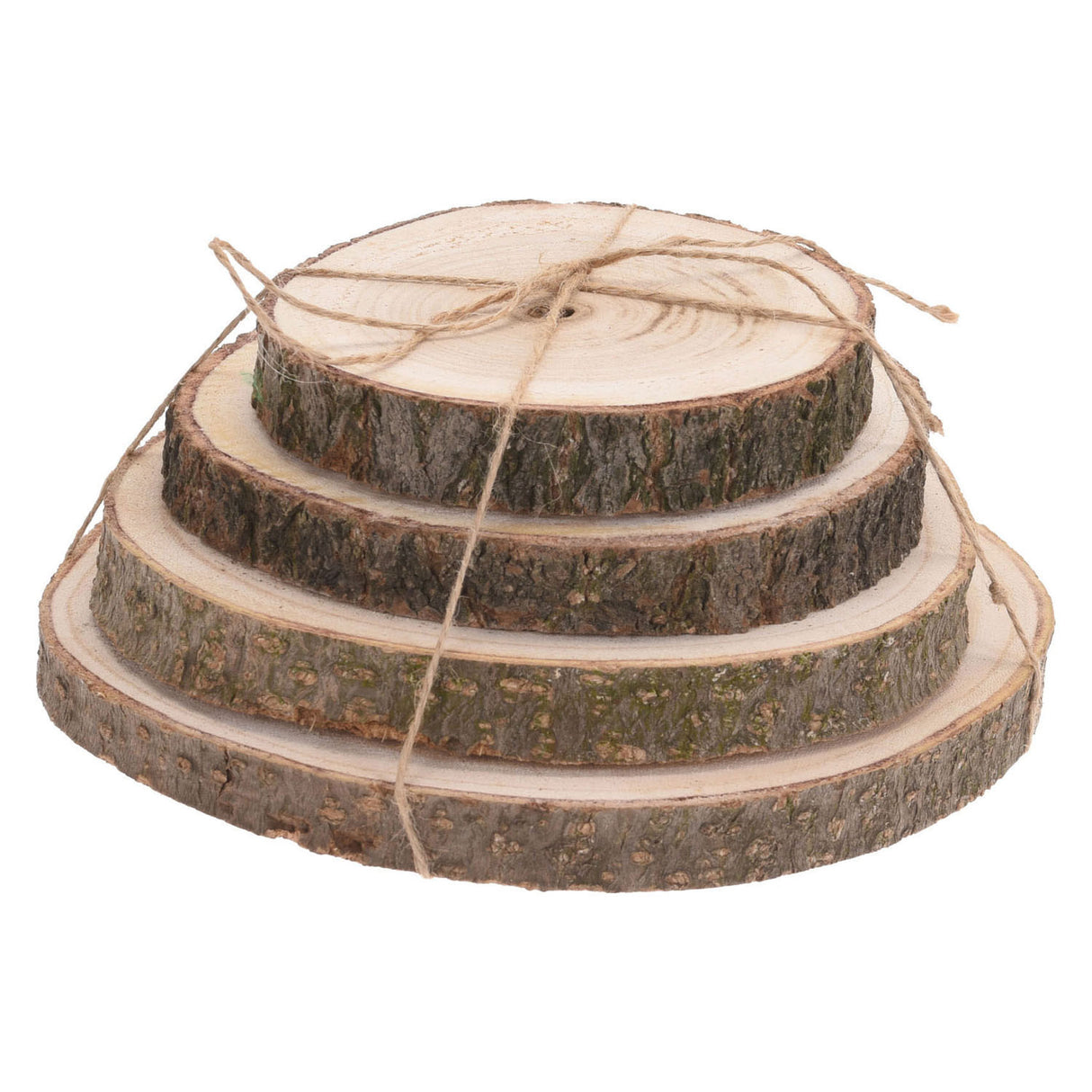 Disque d'arbre avec écorce naturelle, 4 pcs.
