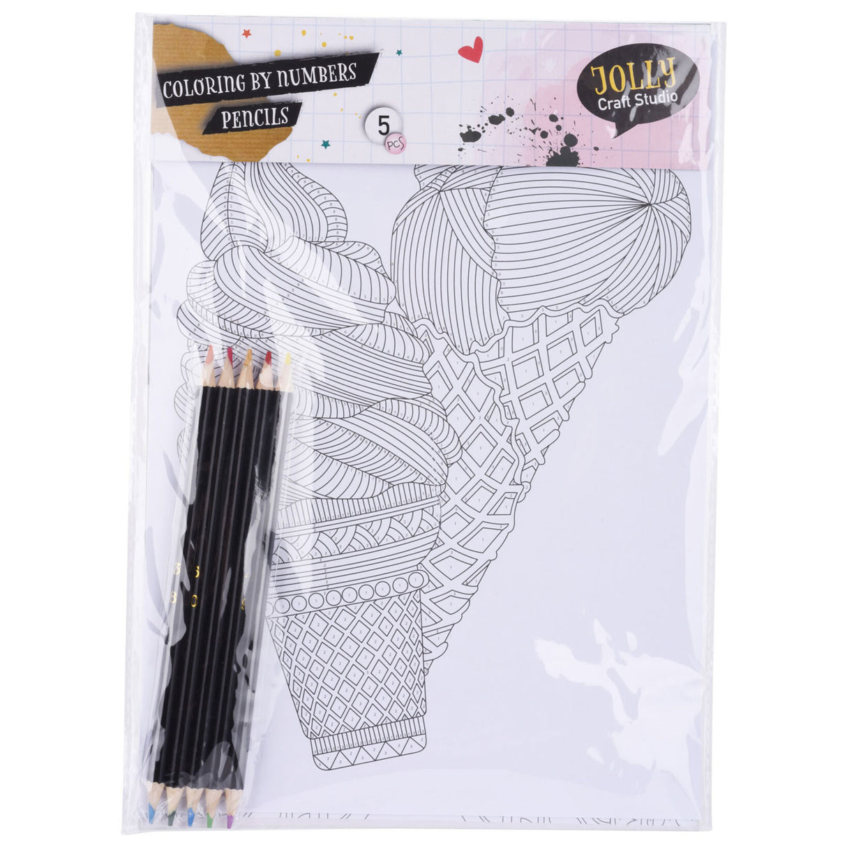 Coloriage par numéro, 5 feuilles de crayons