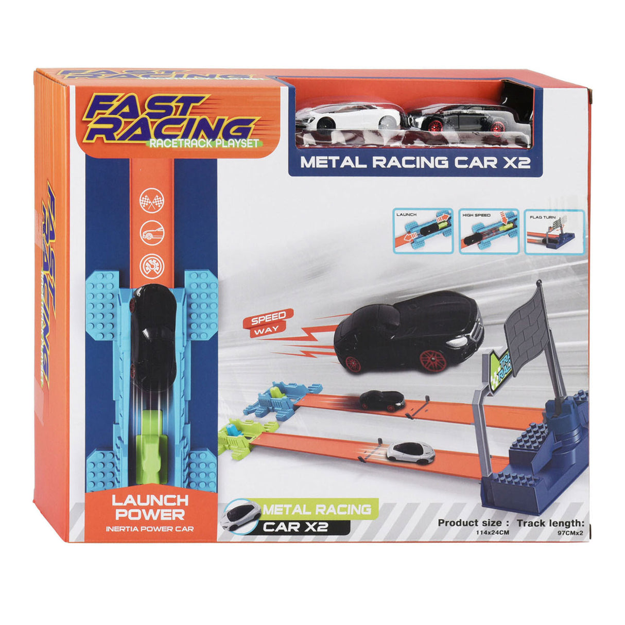 Coffret de jeu de compétition sur piste de course automobile avec 2 voitures