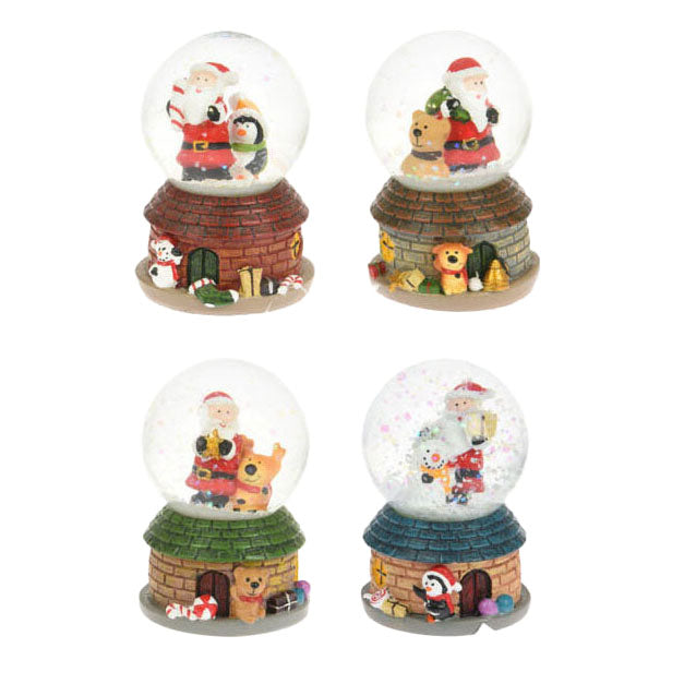 Boule d'eau douillette avec Père Noël avec LED, 4,5 cm