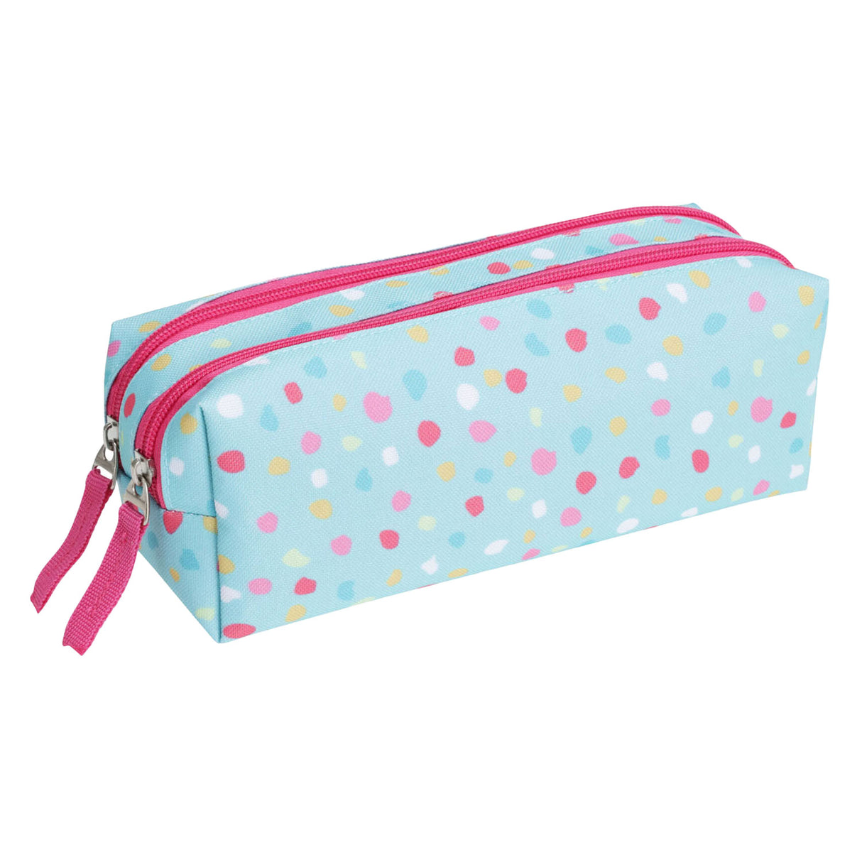 Trousse à double fermeture éclair à pois