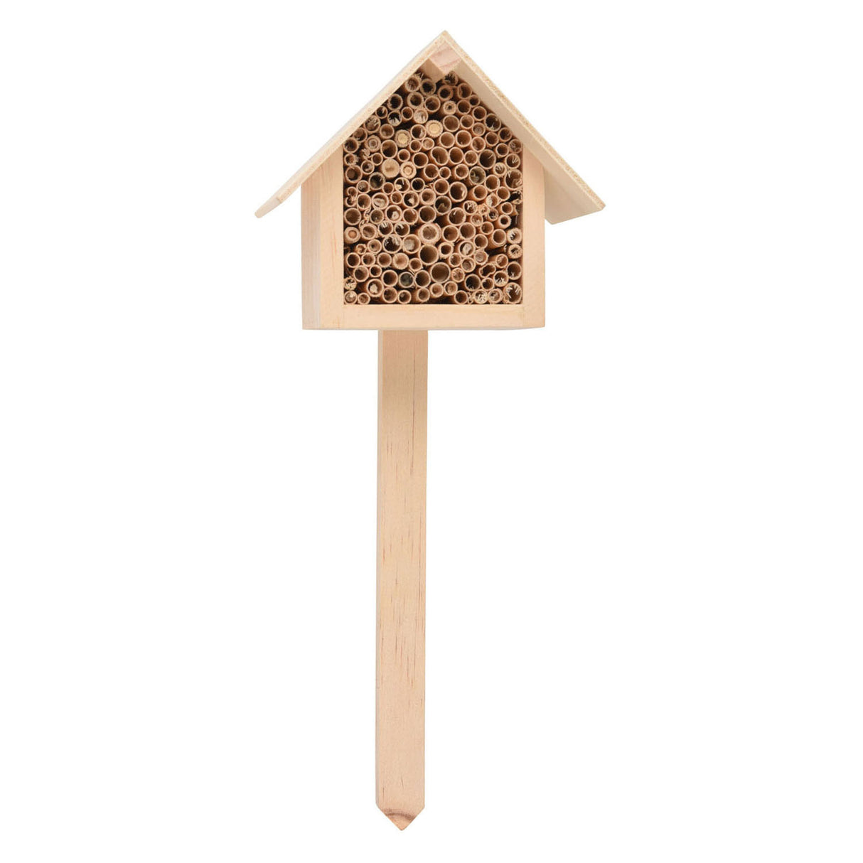 Hôtel à insectes en bois sur bâton