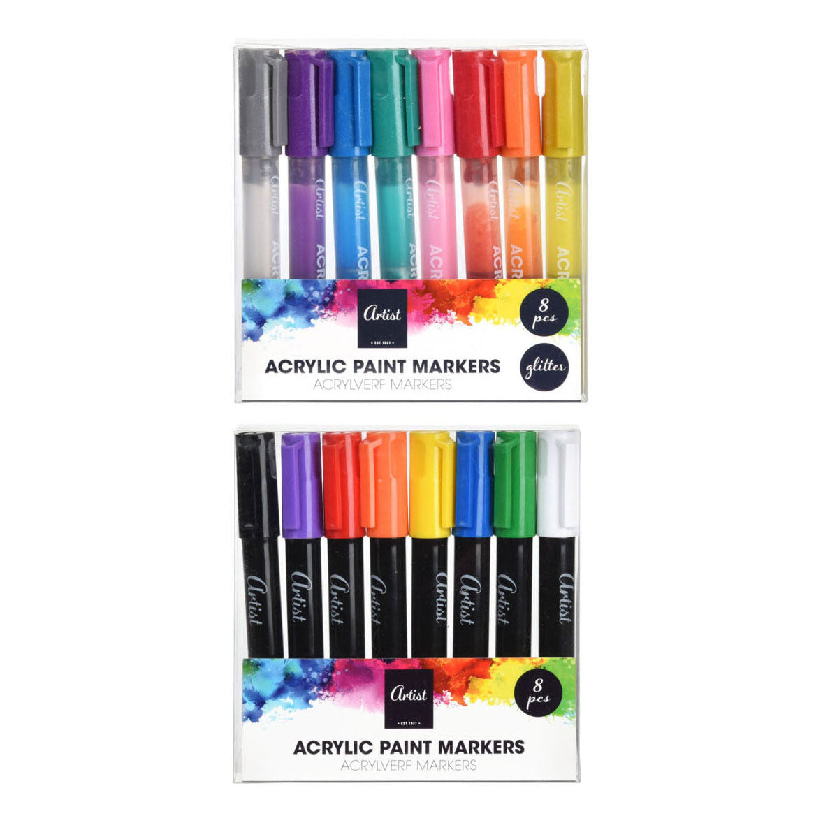 Marqueurs de peinture acrylique pailletés, 8 pcs.