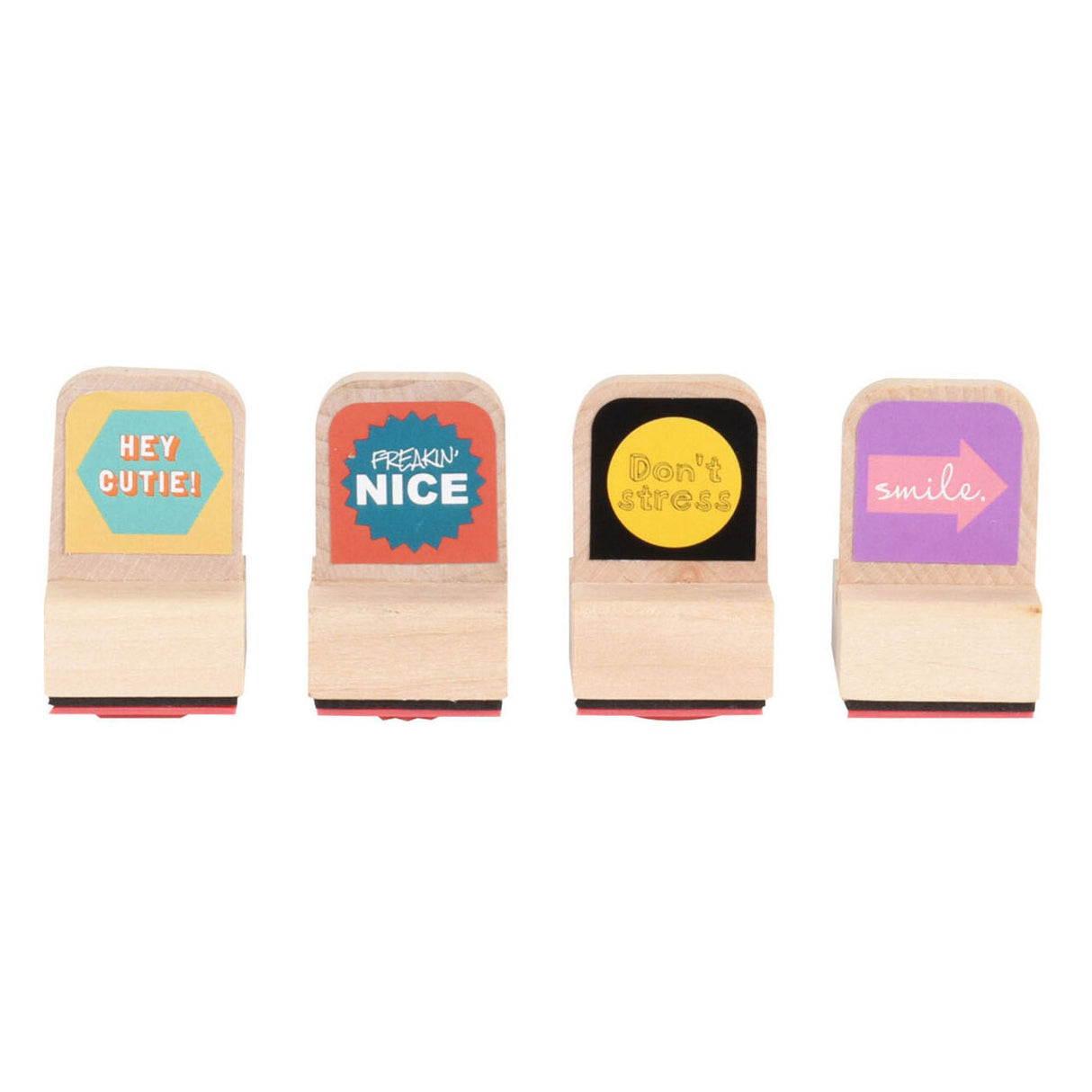 Tampon design en bois, 4 pcs.