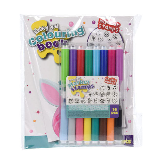 Livre de coloriage avec marqueurs de tampons, 16 pcs