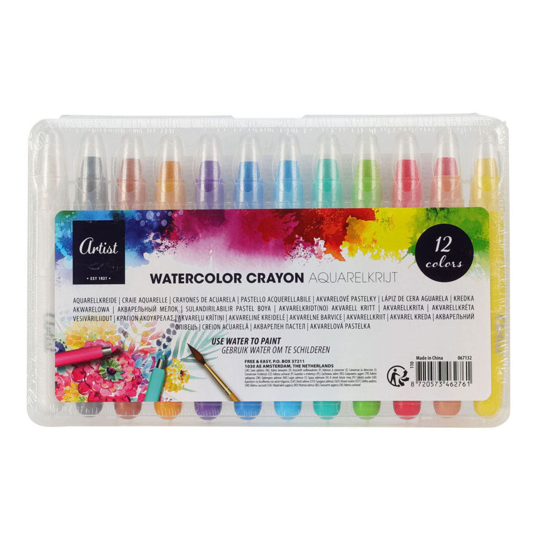 Ensemble de craie aquarelle Koopman - craie aquarelle 12 couleurs pour enfants.
