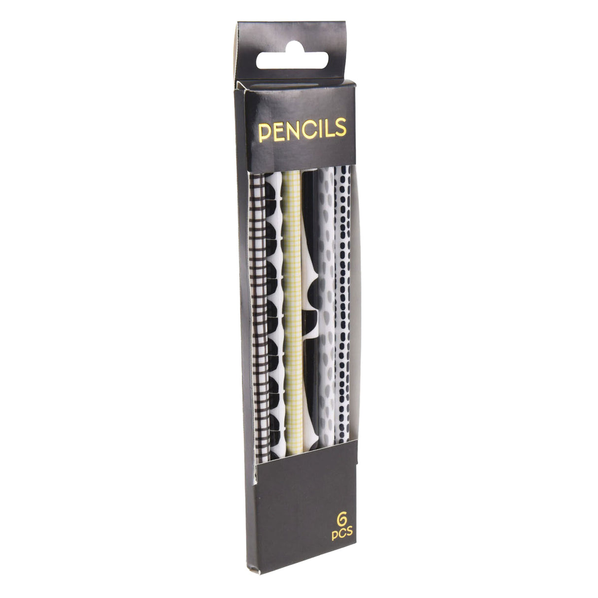 Crayons gris hb noir et blanc, 6 pcs.