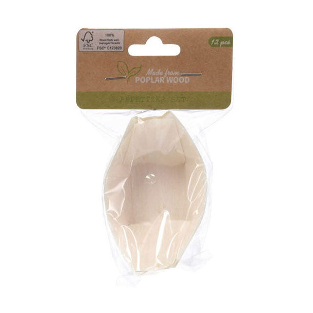 Plats apéritifs en bois de peuplier, 12 pcs.