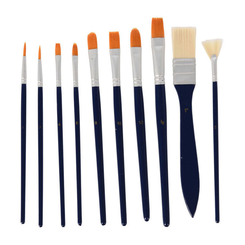 Jeu de pinceaux pour peinture à l'huile dans un sac de rangement, 10 pcs.