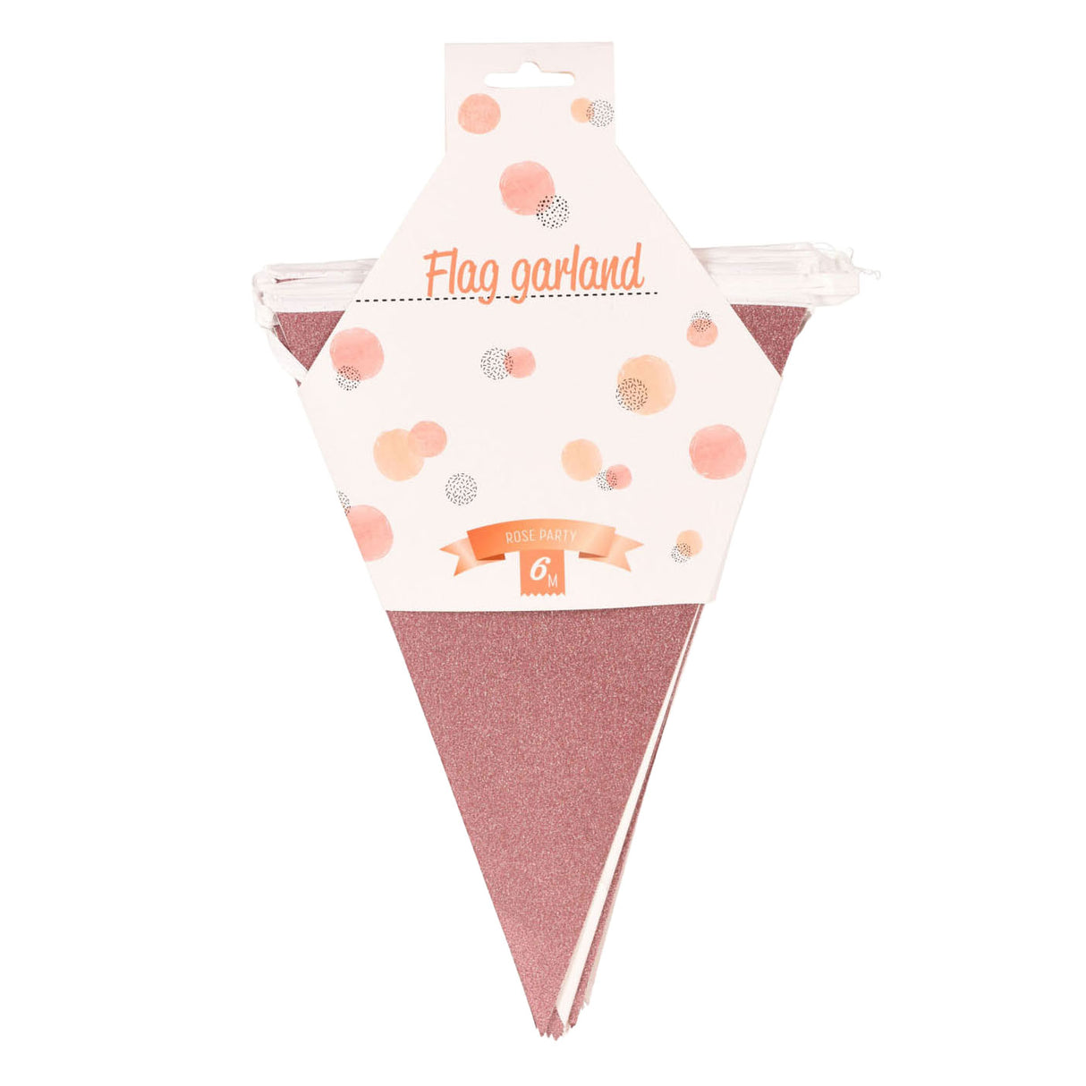 Guirlande de fanions or rose, 6m