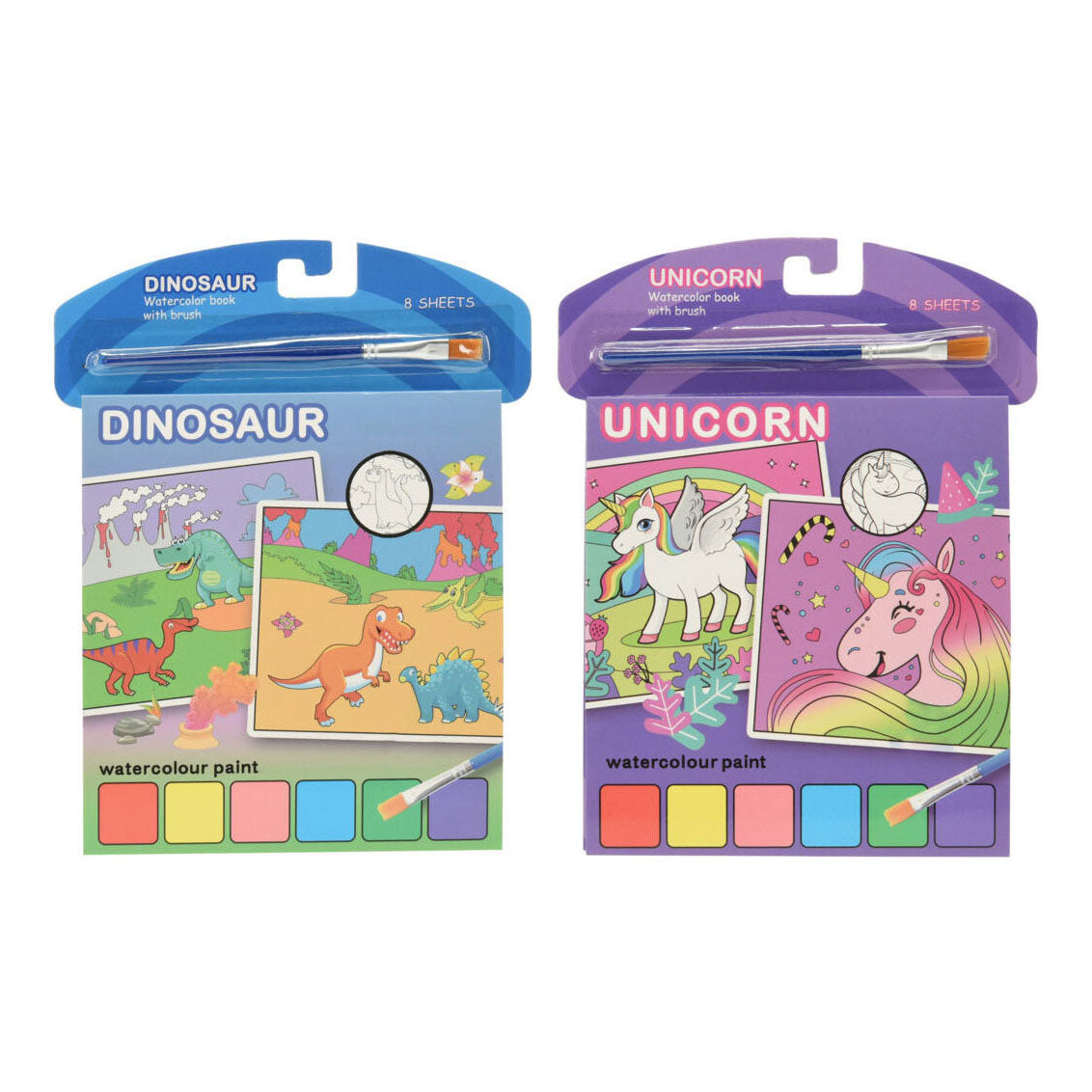 Livre aquarelle licorne ou dino