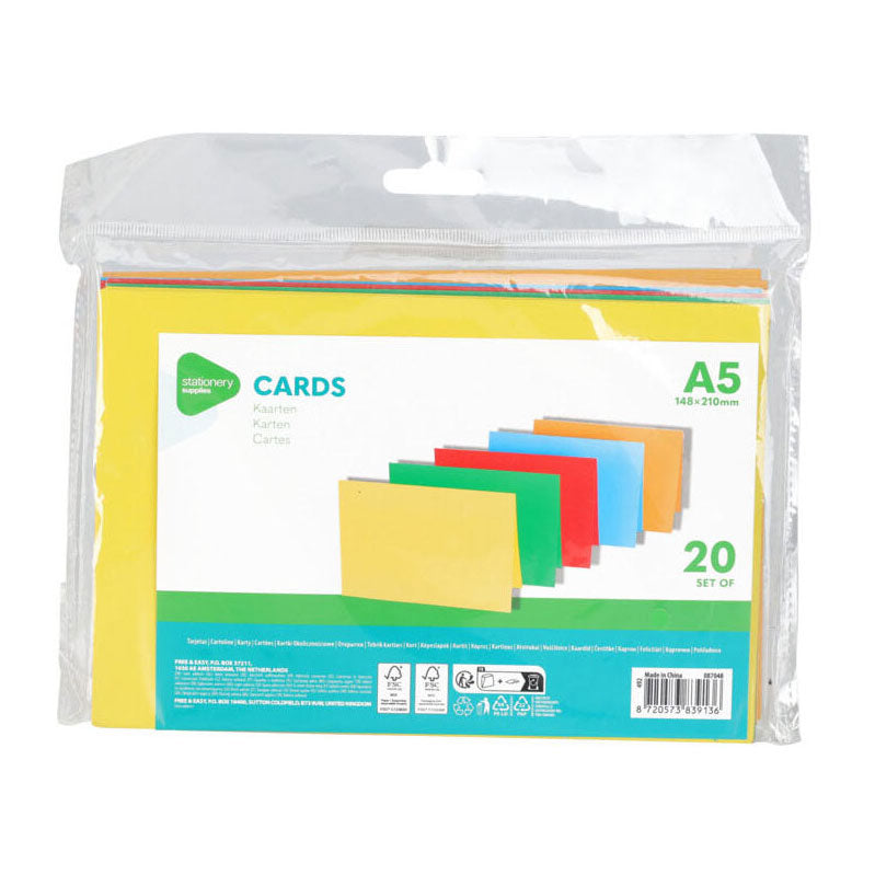 Cartes colorées a5, 20 pcs.