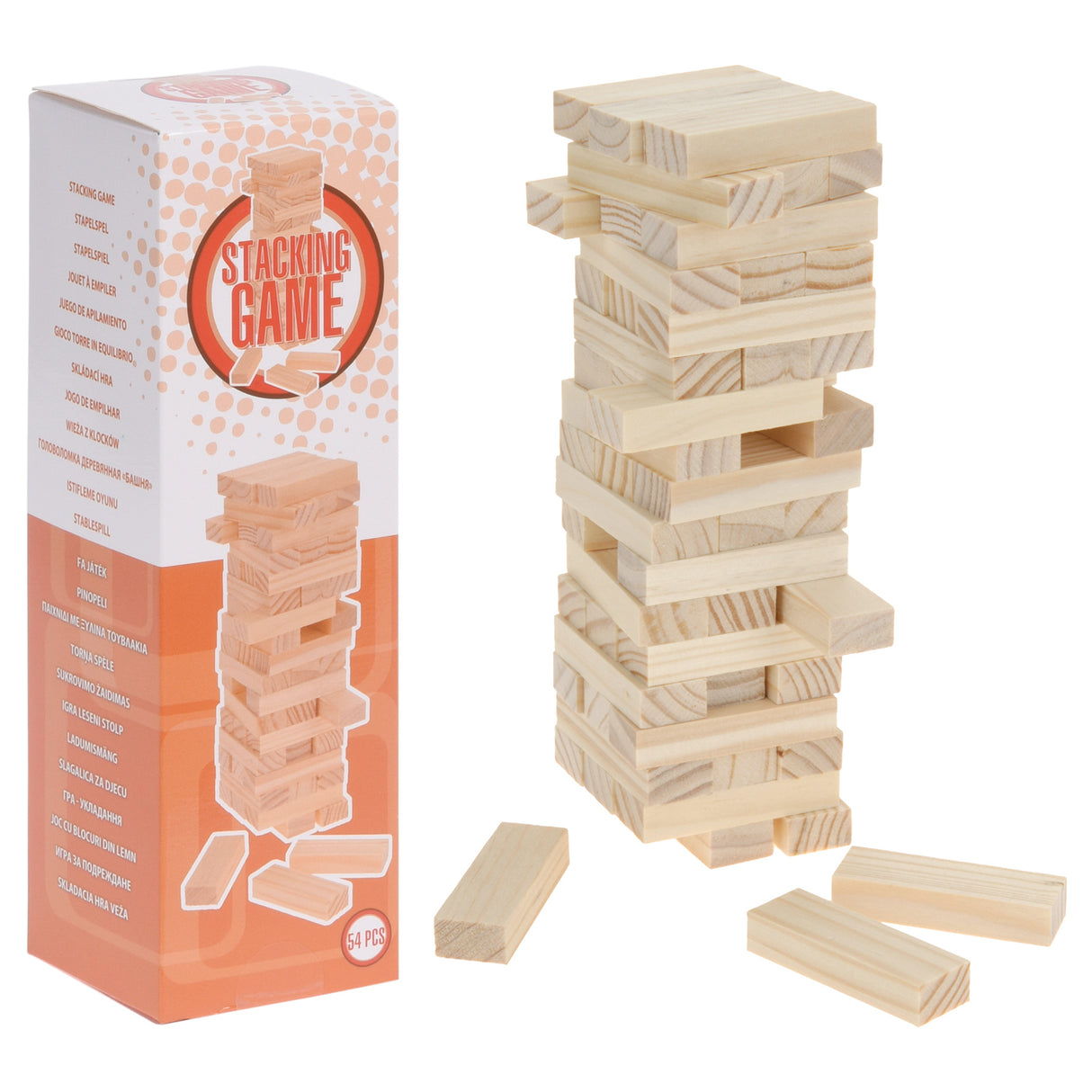 Tour à empiler en bois mini, 54 pcs