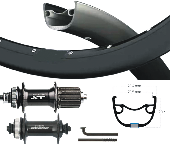 Paire de roues Shimano XT Deore 28 29 pouces cassette 8-11 vitesses QR center lock noir