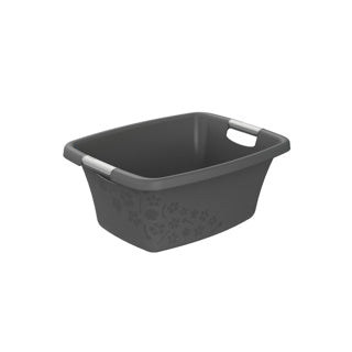 Rotho panier à linge fleurs 25l gris froid