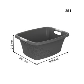Rotho panier à linge fleurs 25l gris froid