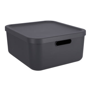 Rotho boîte de rangement décoration albula 20l anthracite